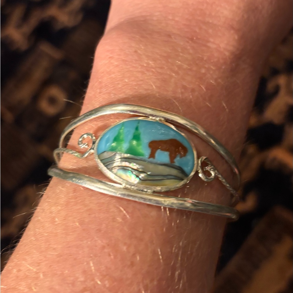 Silver Inlay Cuff Bracelet